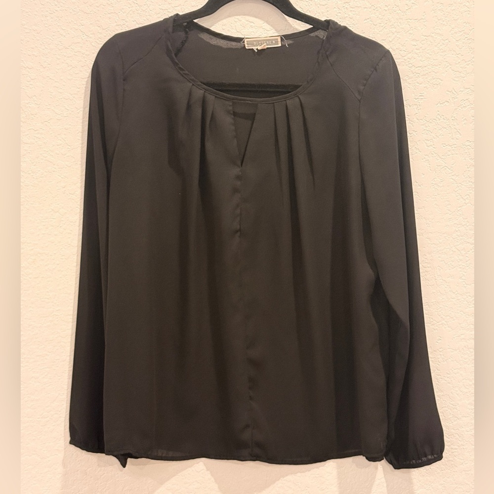 Pleione Black Long Sleeve Blouse